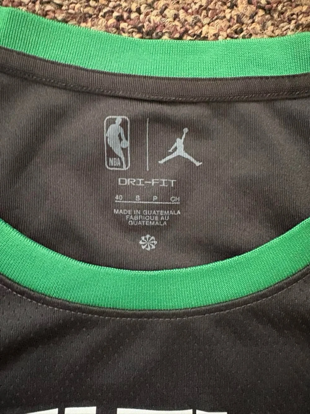 Jordan Celtics Black and Green Basketball Jersey #0